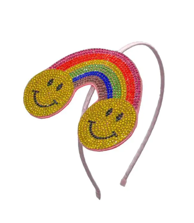 Bari Lynn Crystal Emoji Smiley Rainbow Headband