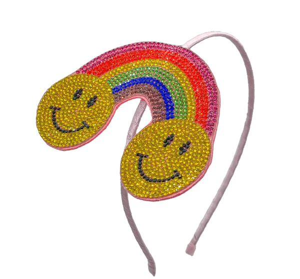 Bari Lynn Crystal Emoji Smiley Rainbow Headband