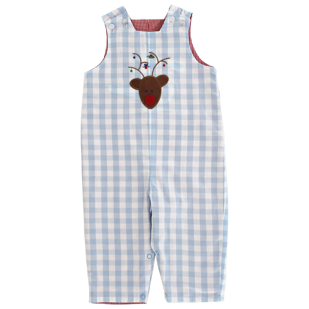 Bailey Boys Blue/White Reversible Reindeer John John