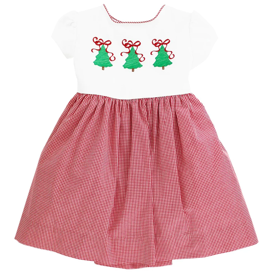 Bailey Boys Red Mini Check Christmas Trees Dress