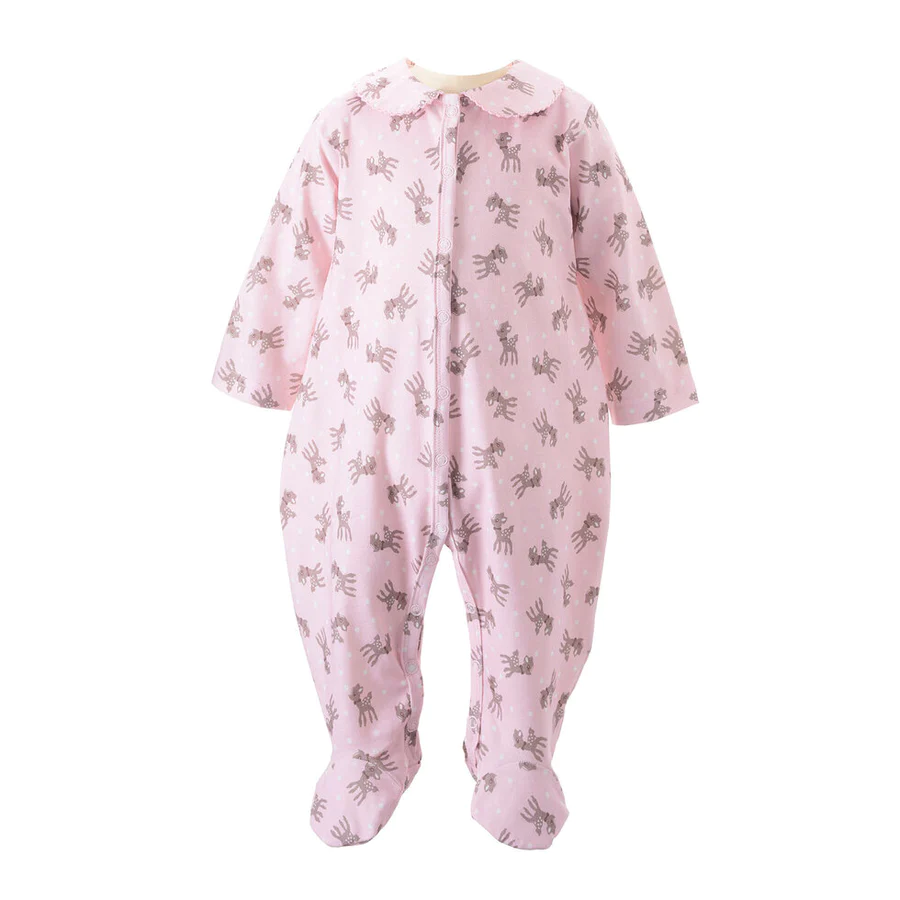 Rachel Riley Pink Polka Dot Fawn Babygrow Footie Rachel Riley Pink Polka Dot Fawn Babygrow Footie