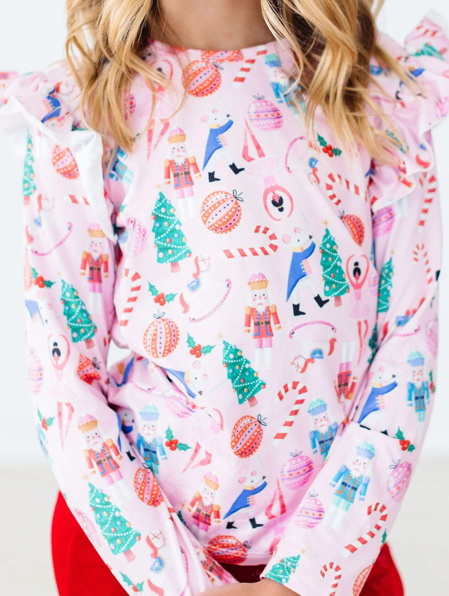 Mila & Rose Sugarplum Fairy L/S Ruffle Tee Mila & Rose Sugarplum Fairy L/S Ruffle Tee