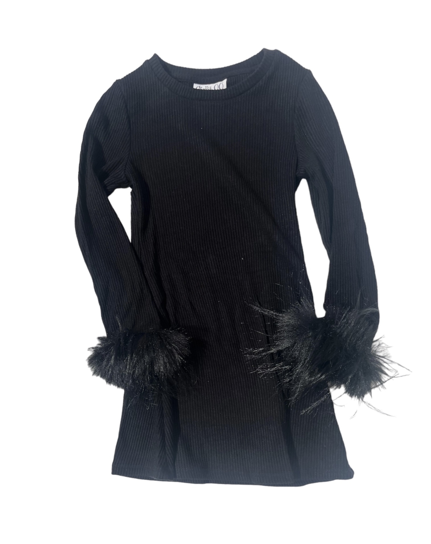 stella 88 Marilyn Feathered L/S Black Dress