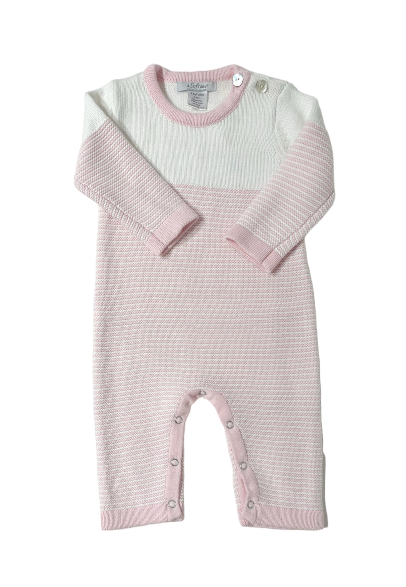 A Soft Idea Pink Seed Stitch Striped Onesie A Soft Idea Pink Seed Stitch Striped Onesie