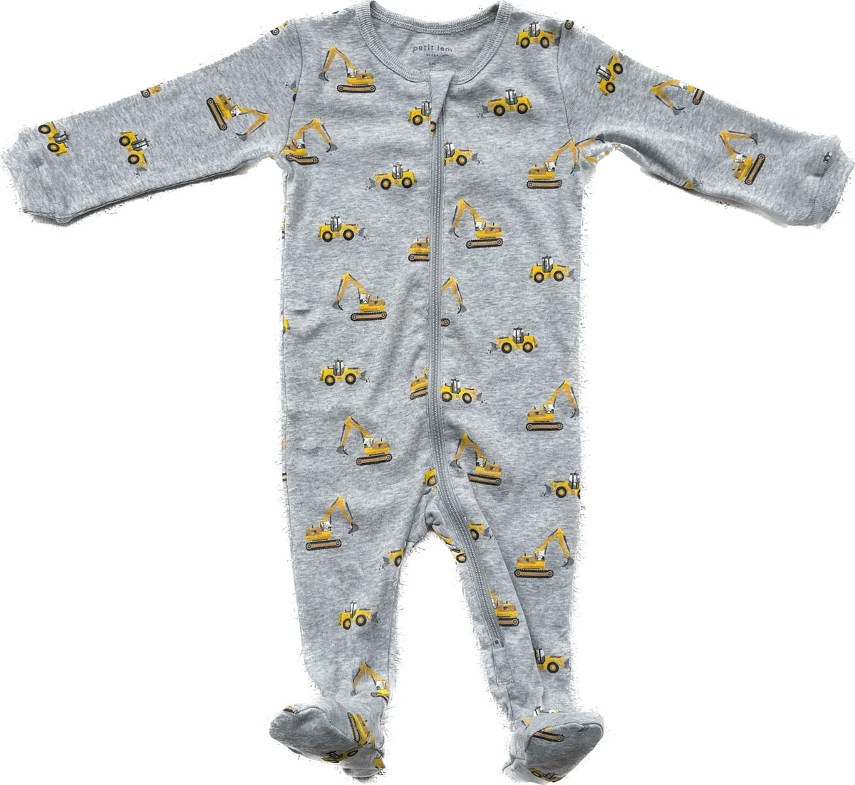 Petit Lem Heather Grey Construction Footie