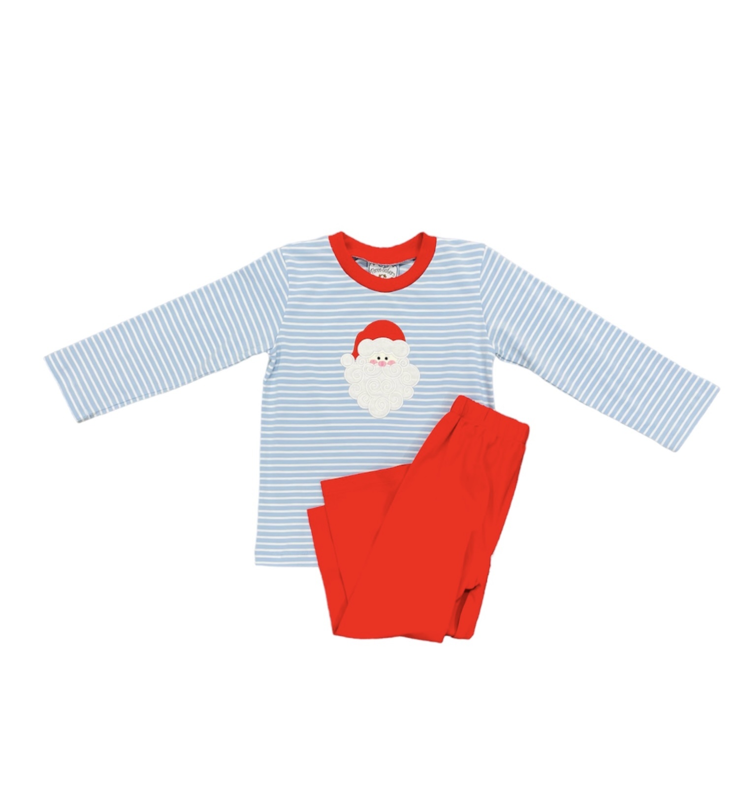 Three Sisters Blue/White Stripe L/S Santa Applique Boys Pant Set Three Sisters Blue/White Stripe L/S Santa Applique Boys Pant Set