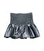 Little Olin Silver Faux Leather Smocked Ruffle Mini Skirt