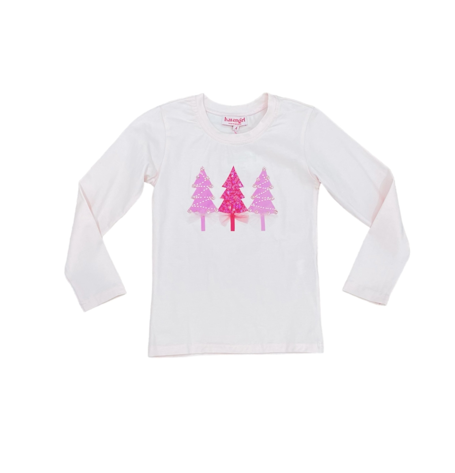 Haven Girl Blush Pink L/S Glitz Tree Tee Haven Girl Blush Pink L/S Glitz Tree Tee