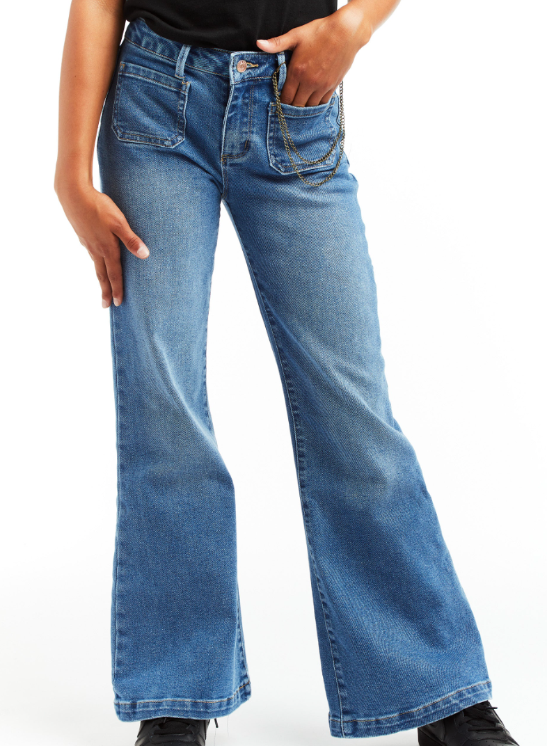 tractr High Rise Patch Pocket Flare Jean