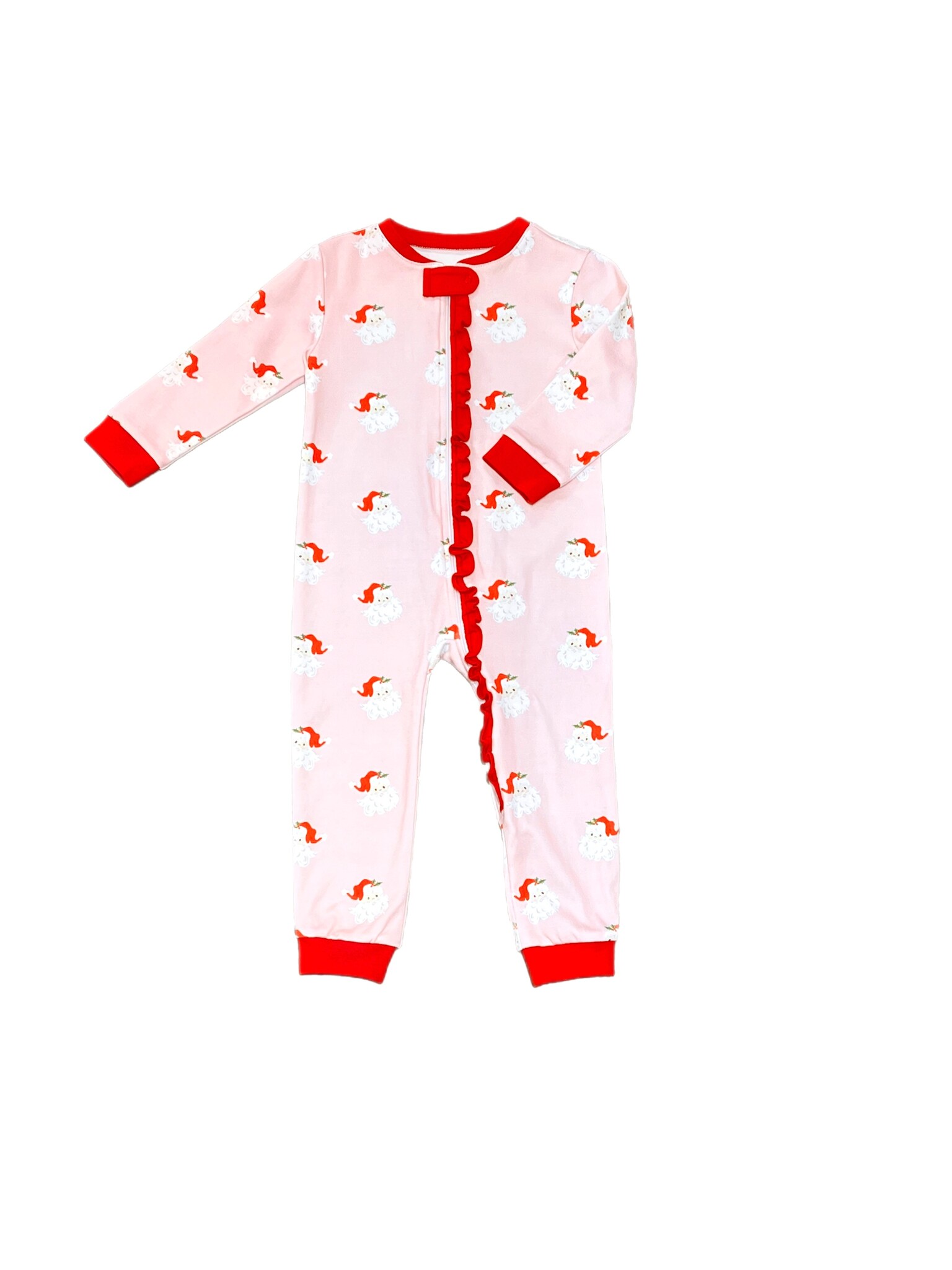 James and Lottie One Piece Zip Up Santa Jammies-Girl