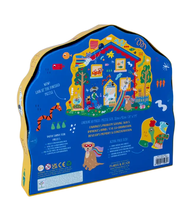 Floss & Rock 80pc "Pet House" Shaped Jigsaw with Shaped Box