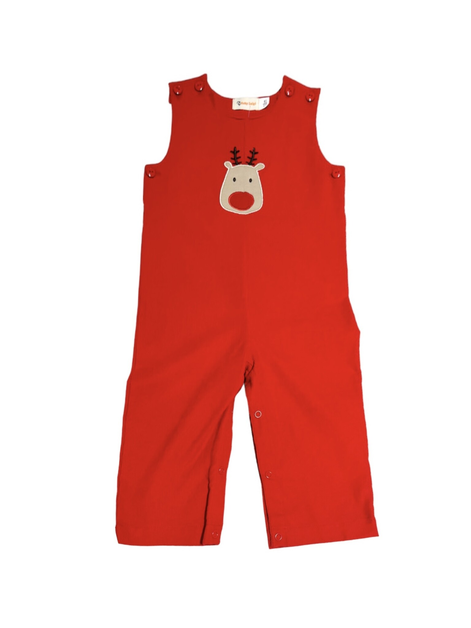 Luigi Red Corduroy Romper w/Rudolph Head