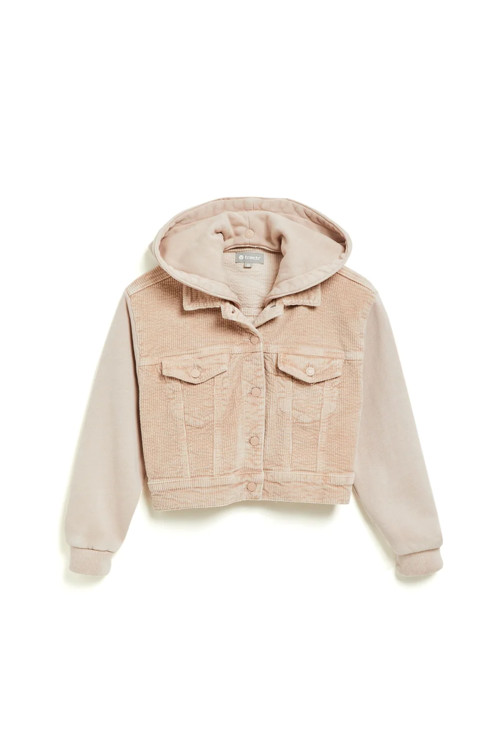 tractr Pink Corduroy Combo Crop Jacket