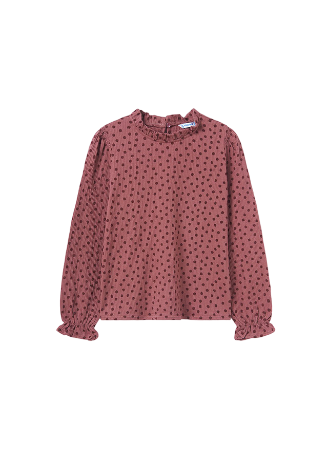 Mayoral Plum Polka Dot L/S Blouse Mayoral Plum Polka Dot L/S Blouse