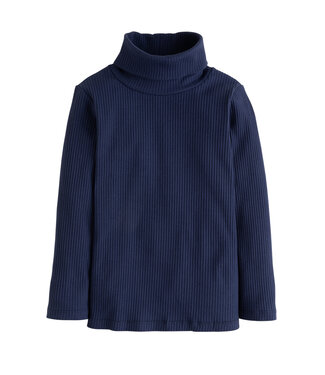 Solid Rib Turtleneck-Navy