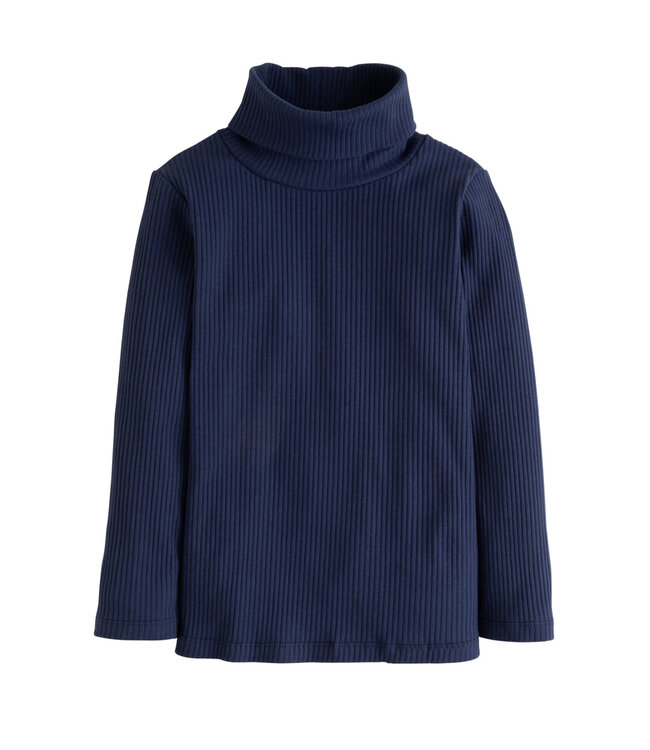 Solid Rib Turtleneck-Navy