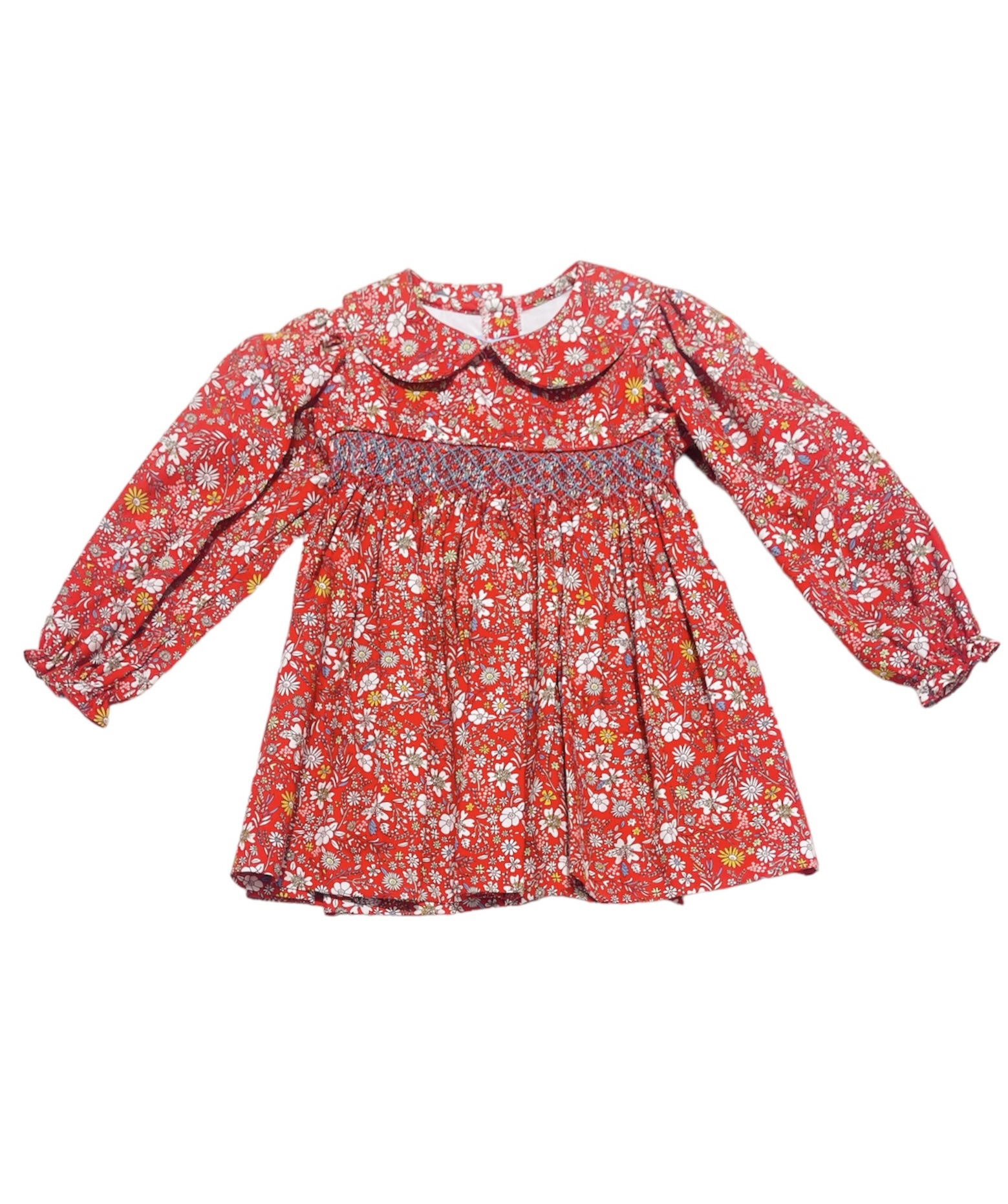 bella bliss Rosa Floral Smocked Peter Pan Dress