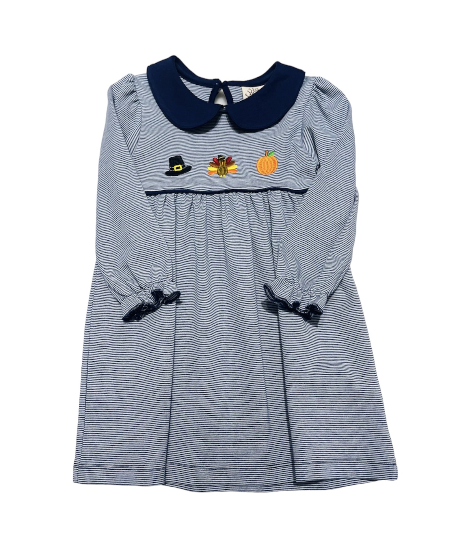 Baby Luigi Blue/White Stripe Thanksgiving Dress