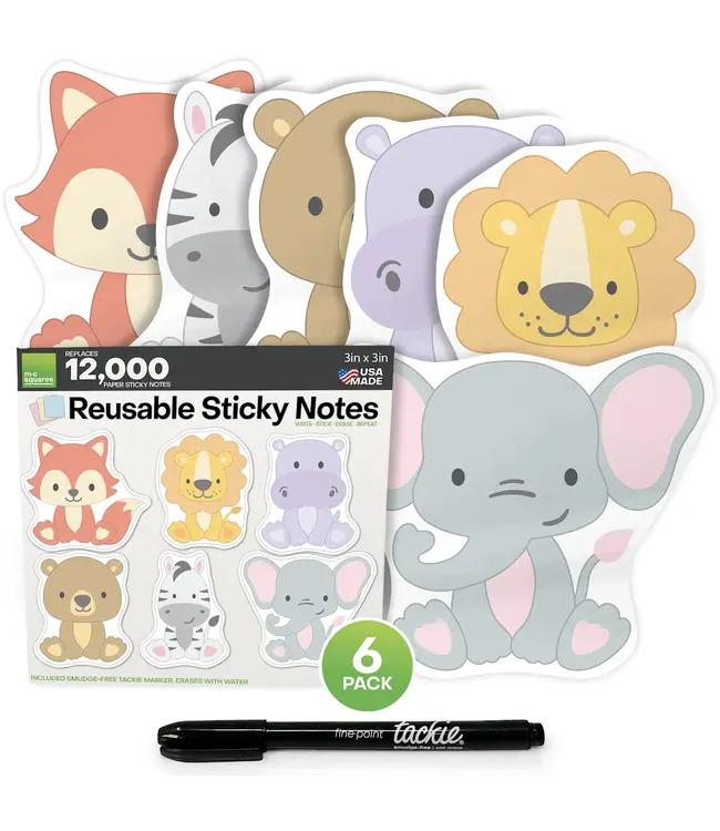 M.C. Squares Stickies 6 Pack Baby Animals