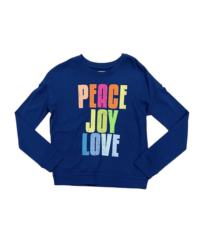 Navy Peace Joy Love L/S  Holiday Tee