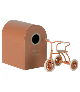 Maileg Abri a tricycle mouse- Coral