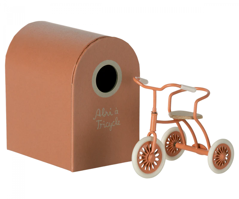 Maileg Abri a tricycle mouse- Coral