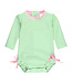 Spring Green Seersucker L/S Rash Guard One Piece