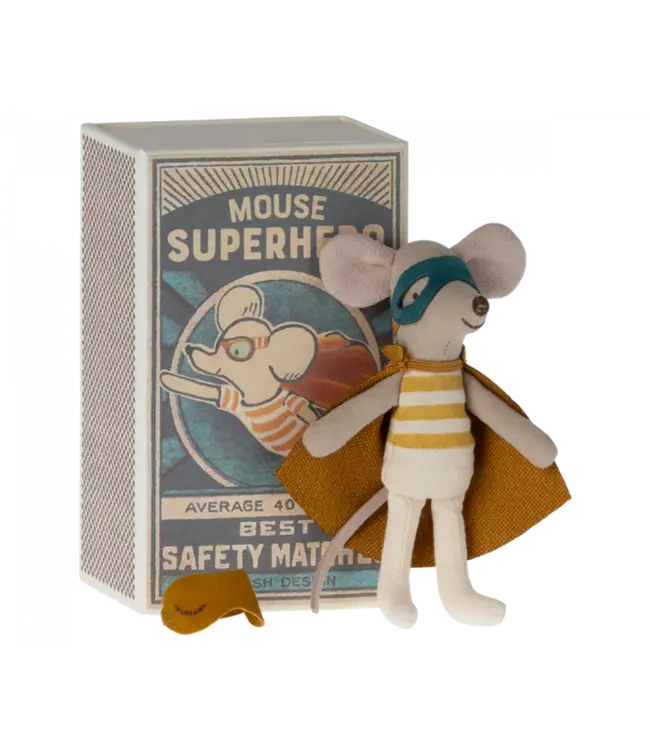 Maileg Super Hero Mouse, Little Brother in Matchbox