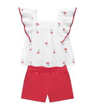 Milon Red/Off White Cherry Short Set