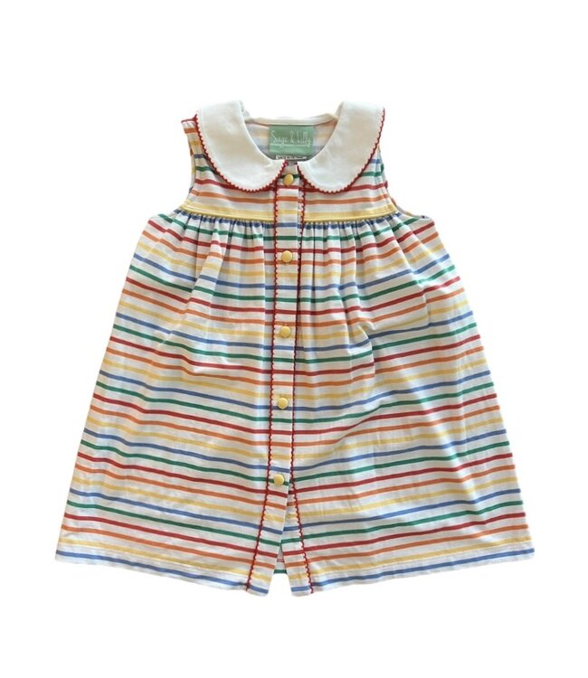 School Stripes Button Dress