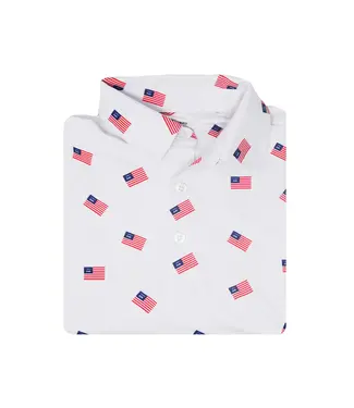 White USA Flags Albatross Polo