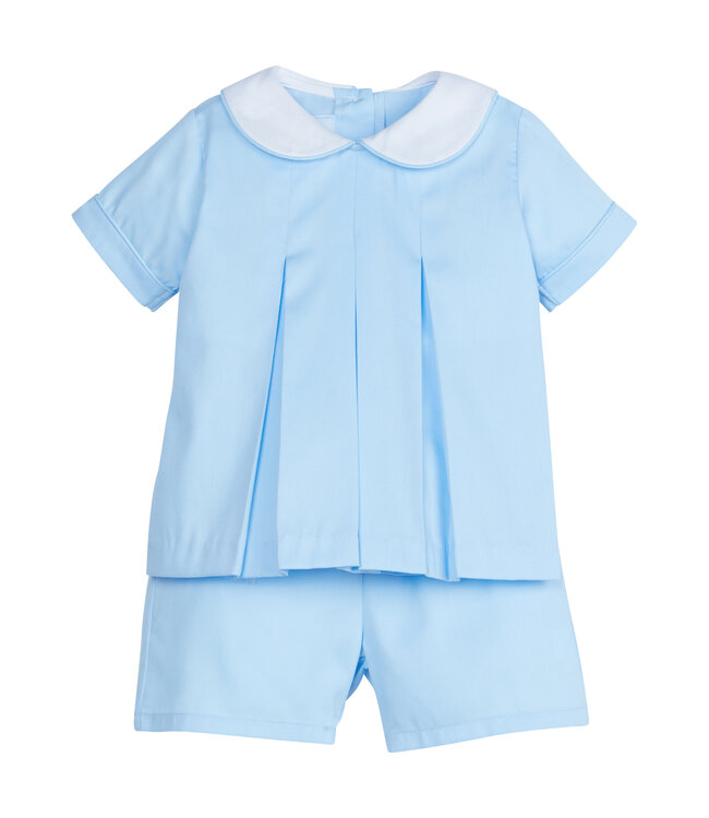 Little English Lt. Blue Pique Nicholas Short Set