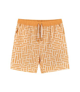 Orange Geometric Print Stretch Lined Boardshort