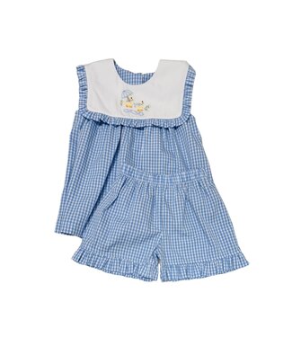 Delaney Blue Chk Slvls Duck Short Set