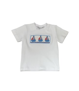 Wht Knit Smock Sailboat T-Shirt