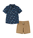 Andy & Evan Navy Sharks Buttondown and Shorts Set