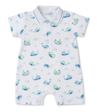 Kissy Kissy Watercolor Whales Short Playsuit