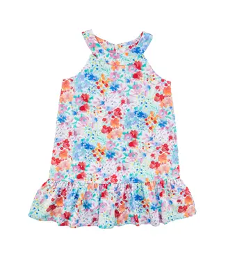 Floral Dress w/ Shirred Skirt