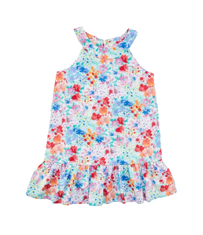 Floral Dress w/ Shirred Skirt