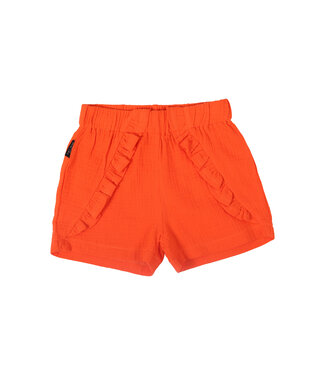 Tangerine Linen Ruffle Shorts