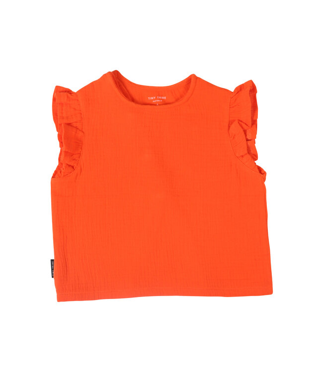 Tangerine Linen Ruffle Top - Polliwogs Children's Boutique