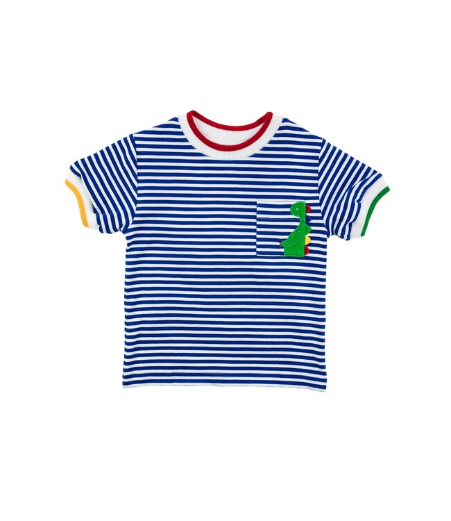 Stripe Knit Shirt w/Dinosaur Pocket