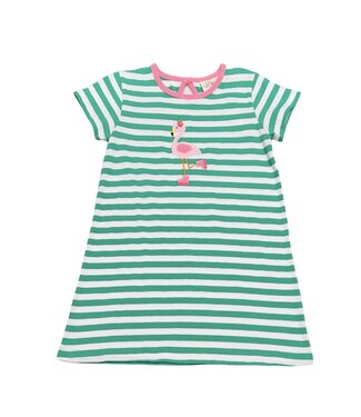 Green/White Stripe Flamingo w/Boots Dress