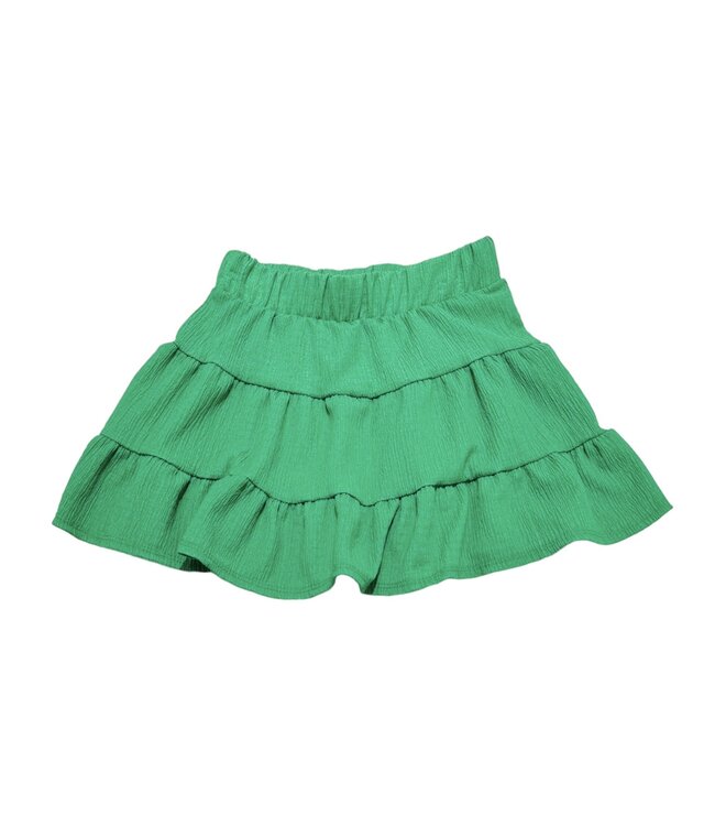 Good Girl Green Crinkle Texture Tiered Skirt