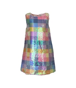 Sequin Plaid Pastel Tank Dress