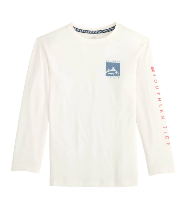 Sand White L/S Boxed Chest Tee