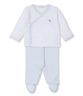 Kissy Kissy White/Blue Premier Puppies Footed Pant Set