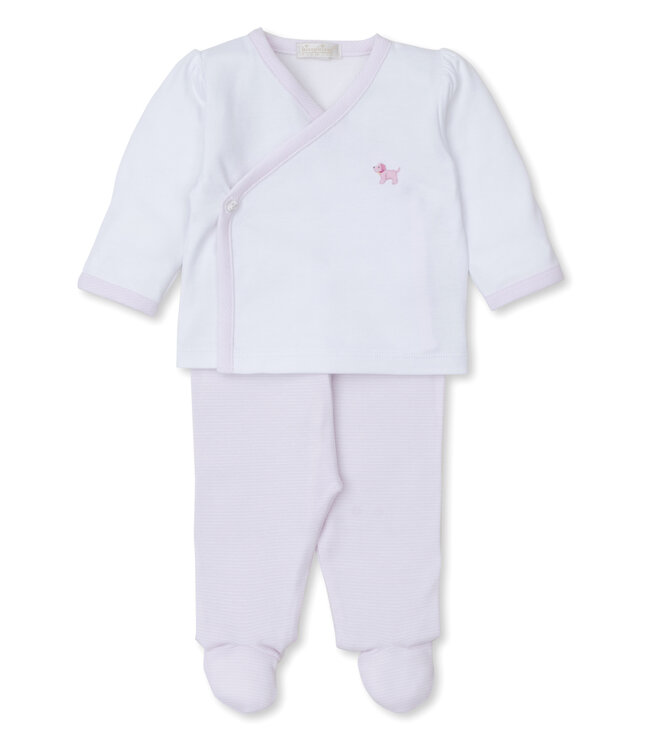 Kissy Kissy White/Pink Premier Puppies Footed Pant Set