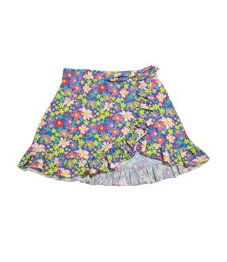 Floral All Over Ruffle Side Tie Skirt