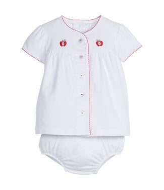 Little English Embroidered Layette Knit Set-Apples